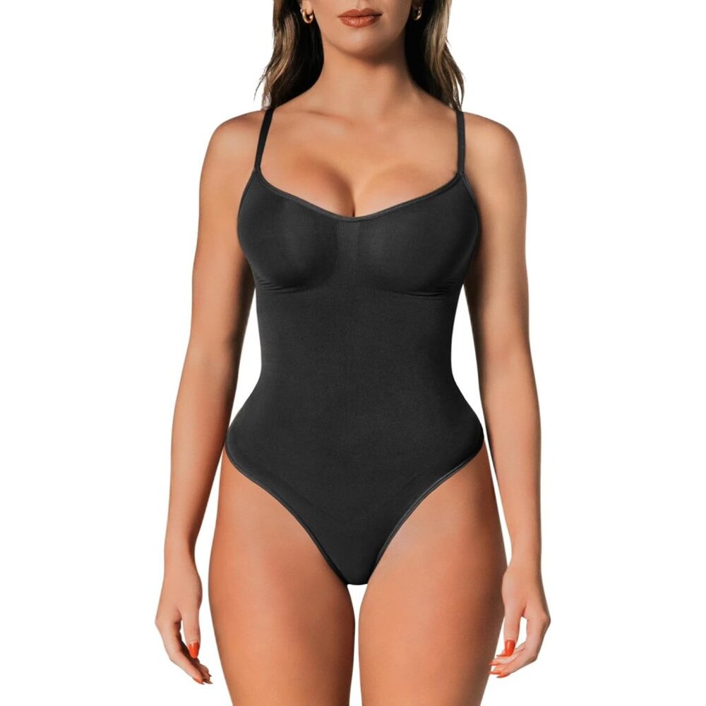 💫 Women Black Waist Body Suit Tummy Control Thong or Brief Sculpting Shaper Top